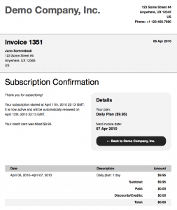 Invoice with gray template