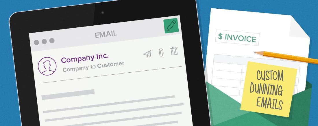 Custom dunning emails on tablet