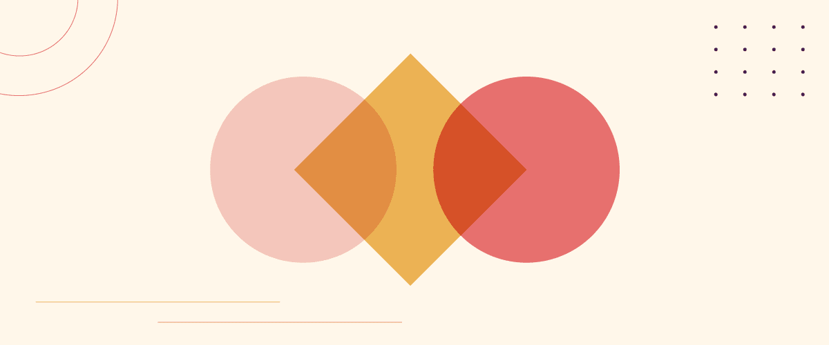 Rhombus and two circles graphic