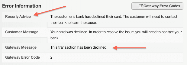 Error Information screen