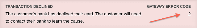 Transaction declined error message