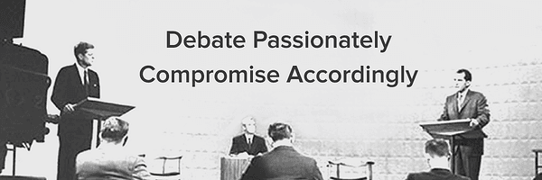 Debate Passionately Compromise Accordingly banner