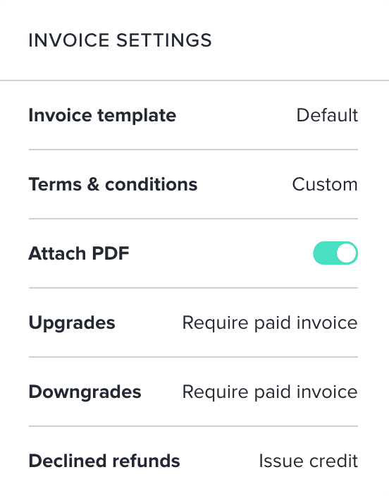 Invoice settings